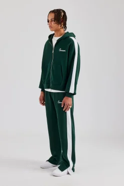 CLO-SET Contrast Panel Boxy Zip Through Tracksuit - Forest Green