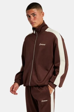 CLO-TOP-OUT Contrast Panel Track Jacket - Chocolate