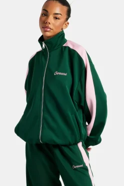 Women CLO-TOP-OUT Contrast Panel Track Jacket - Green