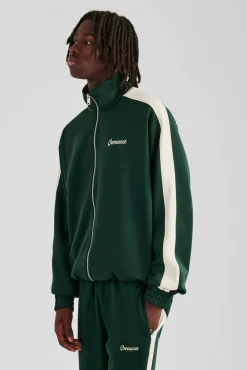CLO-TOP-OUT Contrast Panel Track Jacket - Forest Green