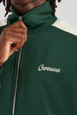 CLO-TOP-OUT Contrast Panel Track Jacket - Forest Green