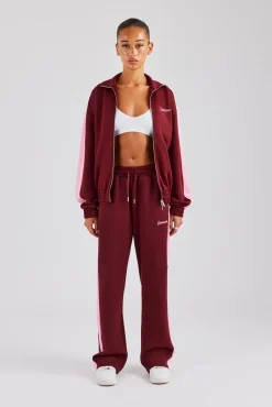 Women CLO-BOT-TRO Contrast Panel Track Pant - Burgundy