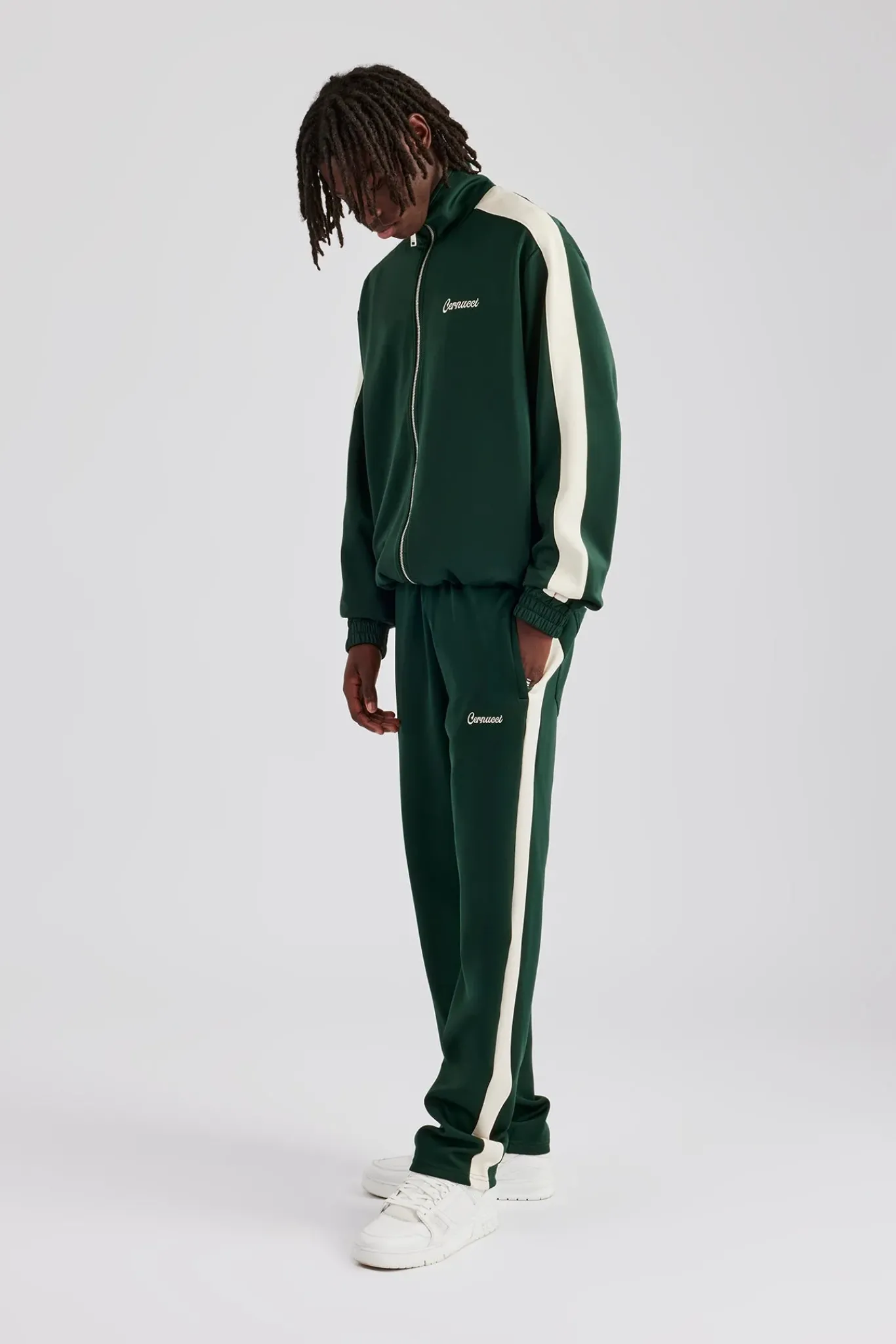CLO-SET Contrast Panel Tracksuit - Forest Green
