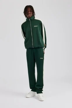 CLO-SET Contrast Panel Tracksuit - Forest Green