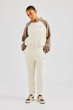 Women CLO-TOP-HS-HOOD Contrast Raglan Sleeve Hoodie - White