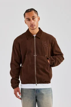 CLO-TOP-OUT Cord Collar Carpenter Twill Harrington - Chocolate