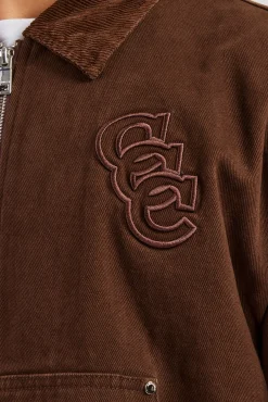 CLO-TOP-OUT Cord Collar Carpenter Twill Harrington - Chocolate