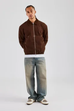 CLO-TOP-OUT Cord Collar Carpenter Twill Harrington - Chocolate