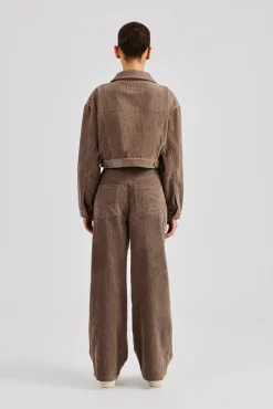 Women CLO-SET Cropped Cord Jacket & Trouser - Taupe
