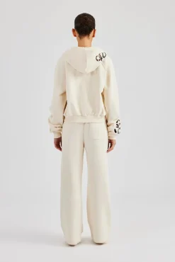 Women CLO-SET Cropped Washed Layered Applique Tracksuit - Off White