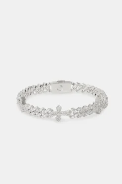 JWL-BRA Cross Iced Cuban Bracelet - 8mm