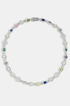 JWL-CHN Cuban Link Gemstone & Motif Chain - White