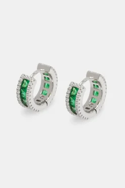 JWL-EAR Dark Green Baguette Huggie Earrings