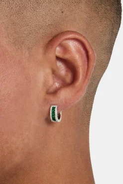 JWL-EAR Dark Green Baguette Huggie Earrings
