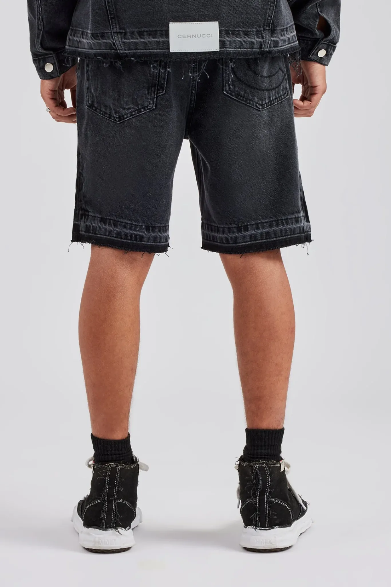 CLO-BOT-DEN Denim Panelled Short - Washed Grey