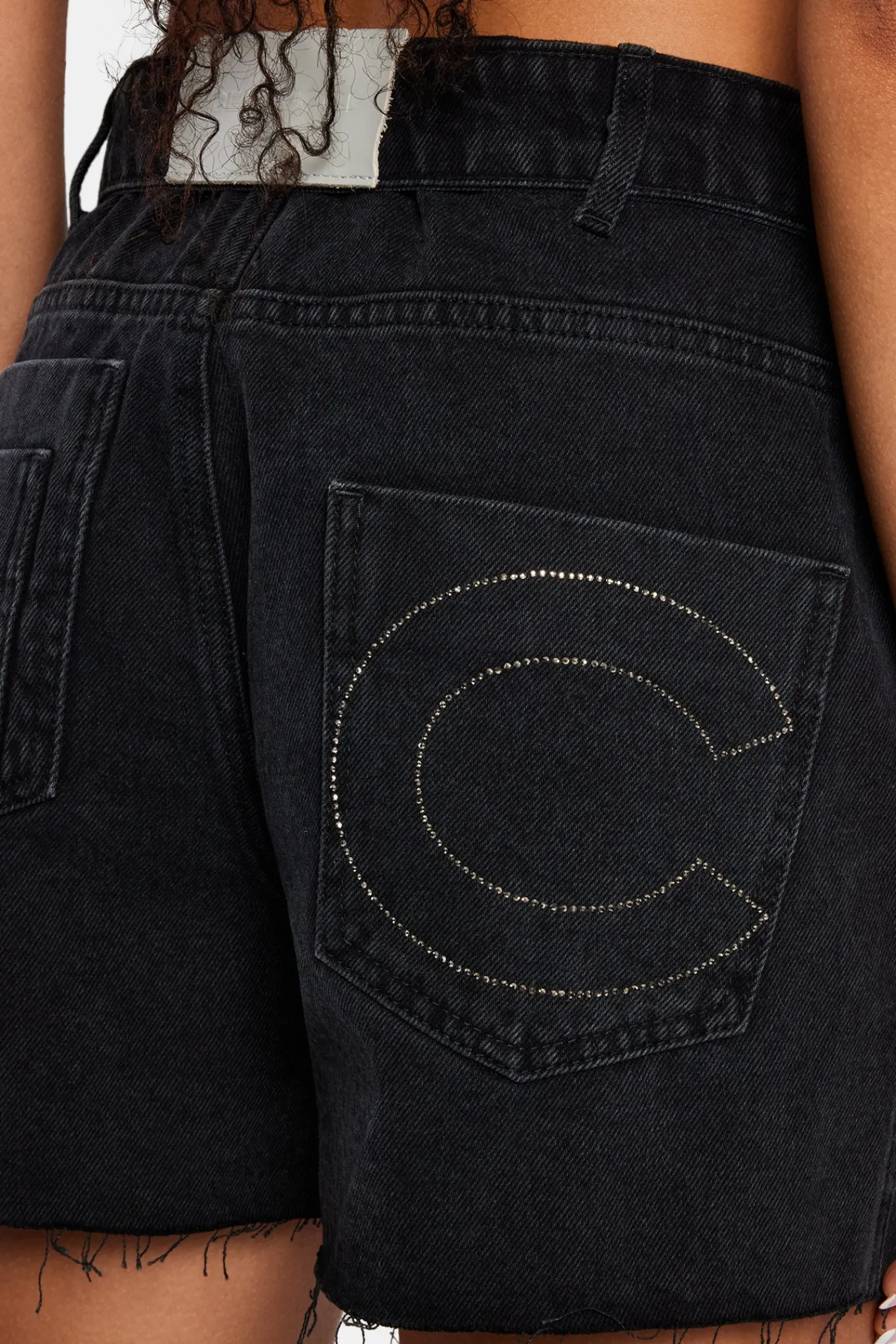 Women CLO-BOT-DEN Denim Short With Turn Down Waistband - Washed Black
