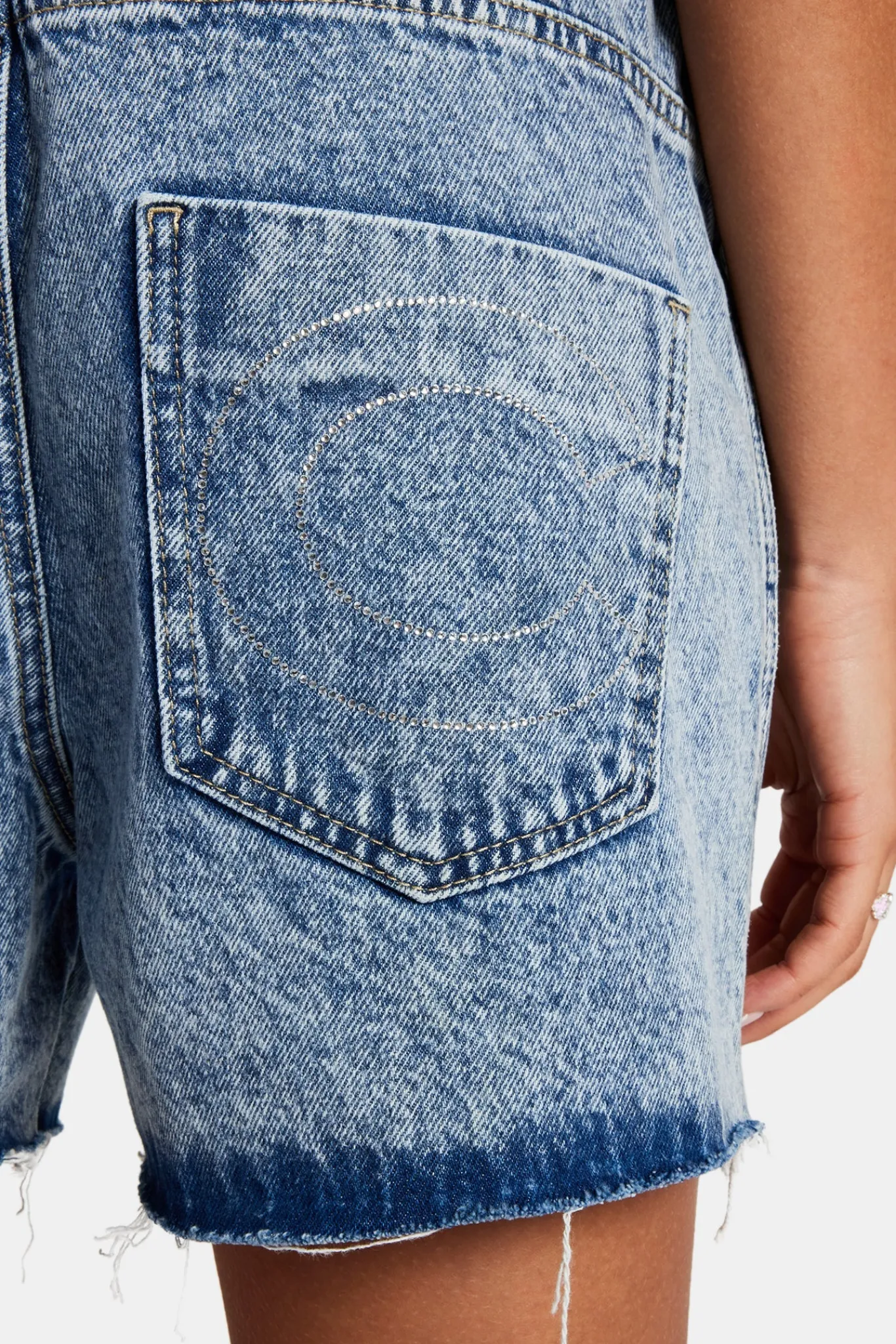 Women CLO-BOT-DEN Denim Short With Turn Down Waistband - Iced Blue