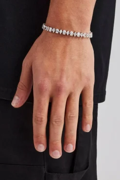 JWL-BRA Diamond & Oval Stone Tennis Bracelet - 6mm