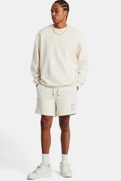 CLO-BOT Embellished C Relaxed Shorts - Ecru