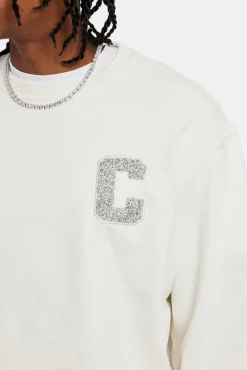 CLO-TOP-HS-SWE Embellished C Sweatshirt - Off White