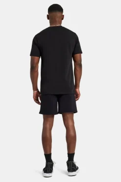 CLO-SET Embellished C T-Shirt & Short Set - Black