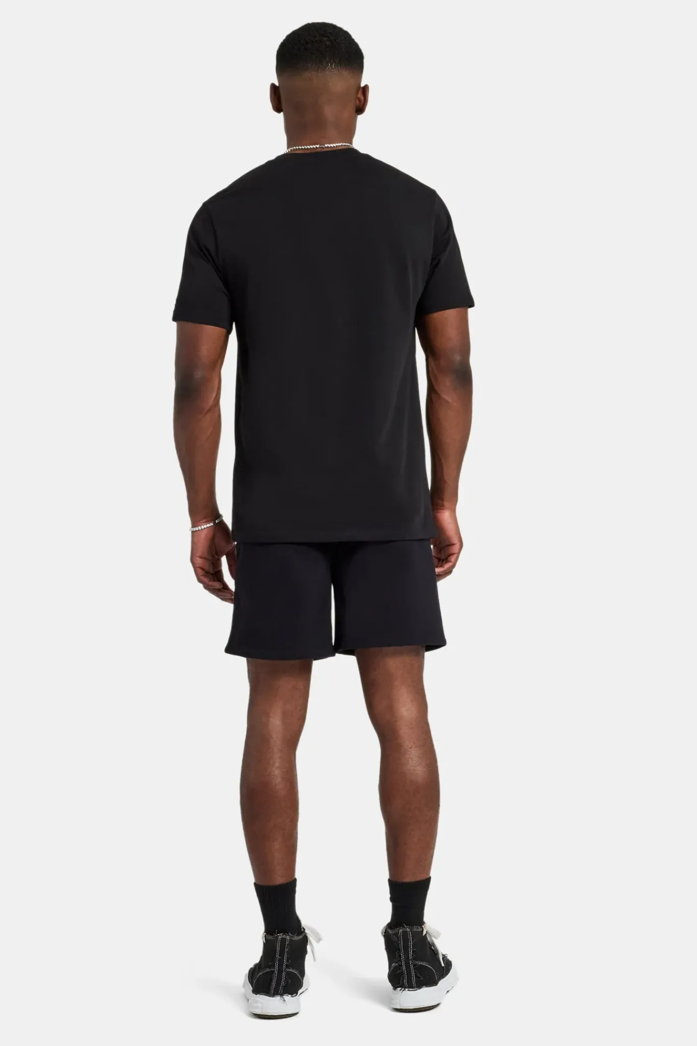 CLO-SET Embellished C T-Shirt & Short Set - Black