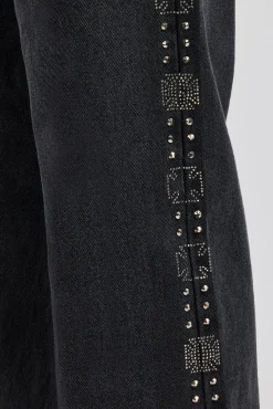 CLO-BOT-DEN Embellished Relaxed Fit Jean - Washed Black