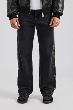 CLO-BOT-DEN Embellished Relaxed Fit Jean - Washed Black