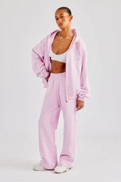 Women CLO-SET Embroidered C Zip Through Tracksuit - Pink