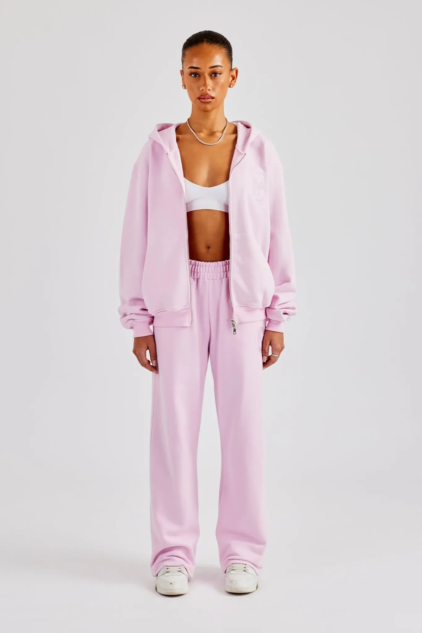 Women CLO-SET Embroidered C Zip Through Tracksuit - Pink