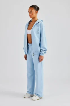 Women CLO-SET Embroidered C Zip Through Tracksuit - Baby Blue
