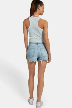 Women CLO-TOP-TEE Embroidered Crop Vest - Baby Blue