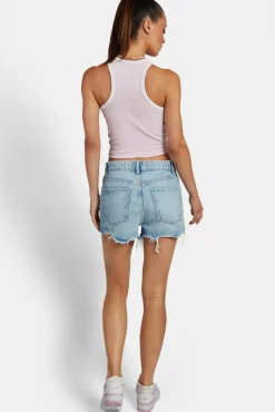 Women CLO-TOP-TEE Embroidered Crop Vest - Pink