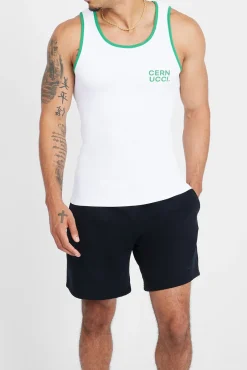 CLO-TOP-TEE Embroidered Muscle Fit Vest - White & Green