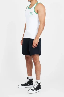 CLO-TOP-TEE Embroidered Muscle Fit Vest - White & Green