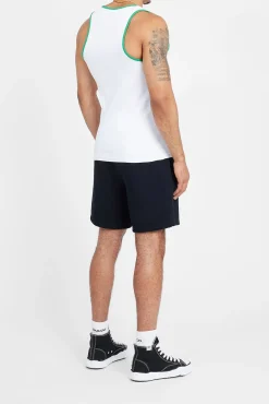 CLO-TOP-TEE Embroidered Muscle Fit Vest - White & Green