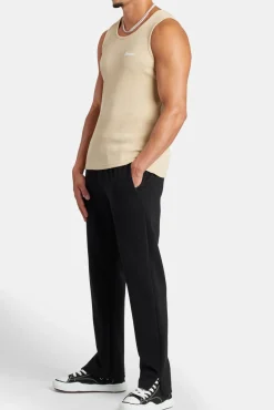 CLO-TOP-TEE Embroidered Slim Fit Vest - Stone