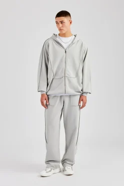CLO-BOT-TRO Exposed Seam Straight Leg Jogger - Ash Grey