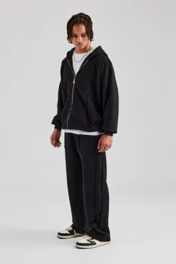 CLO-BOT-TRO Exposed Seam Straight Leg Jogger - Black