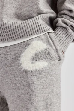 CLO-BOT-TRO-KTW Fluffy Intarsia C Jogger - Grey