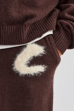 CLO-BOT-TRO-KTW Fluffy Intarsia C Jogger - Chocolate