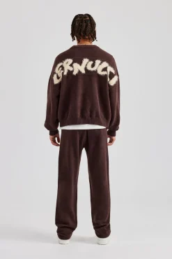 CLO-BOT-TRO-KTW Fluffy Intarsia C Jogger - Chocolate