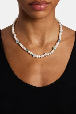 Women JWL-NECK-PRL Freshwater Pearl Iced Mixed Motif Necklace