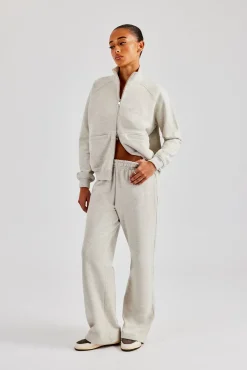 Women CLO-SET Funnel Neck Zip Through Tracksuit - Ash Grey