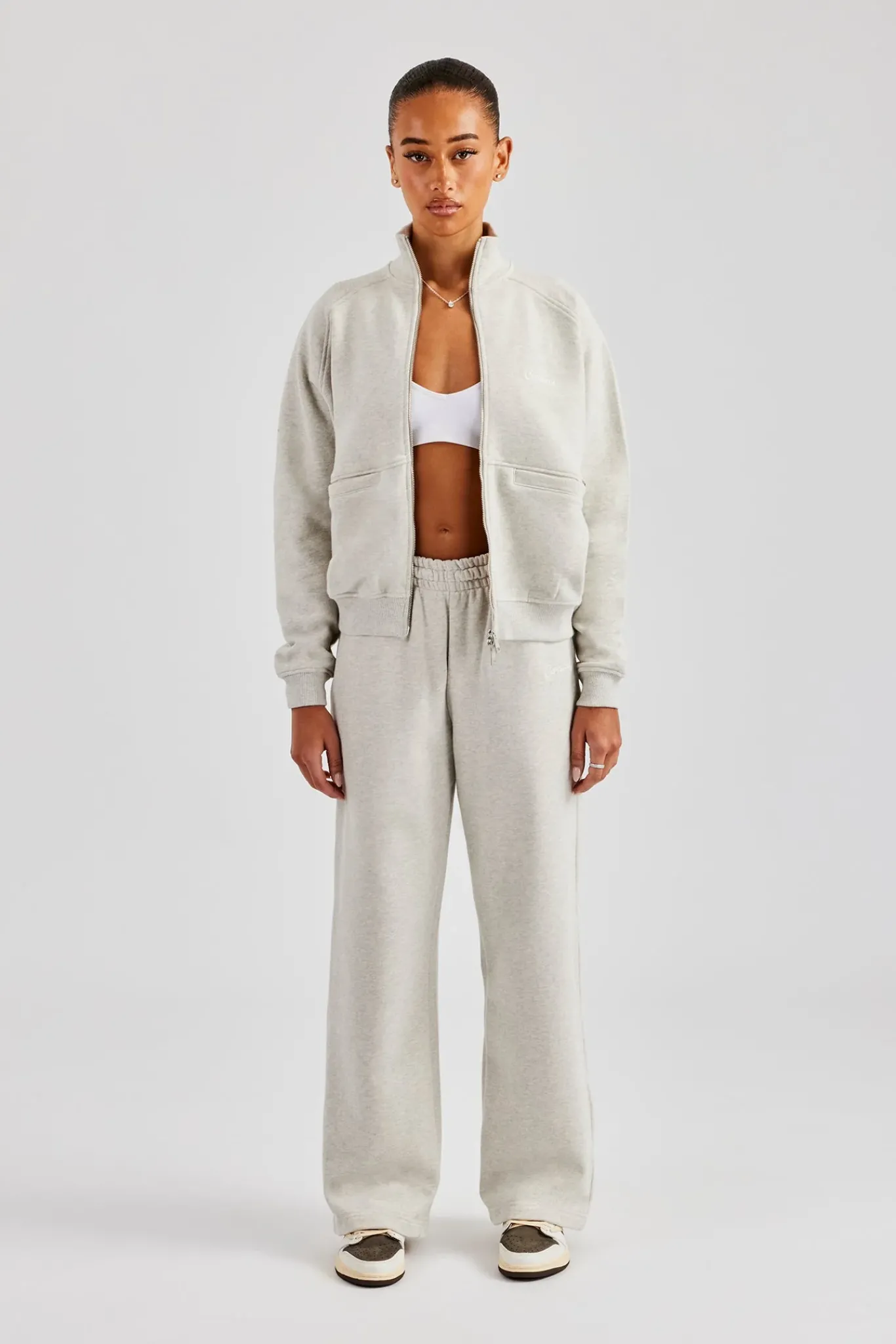 Women CLO-SET Funnel Neck Zip Through Tracksuit - Ash Grey