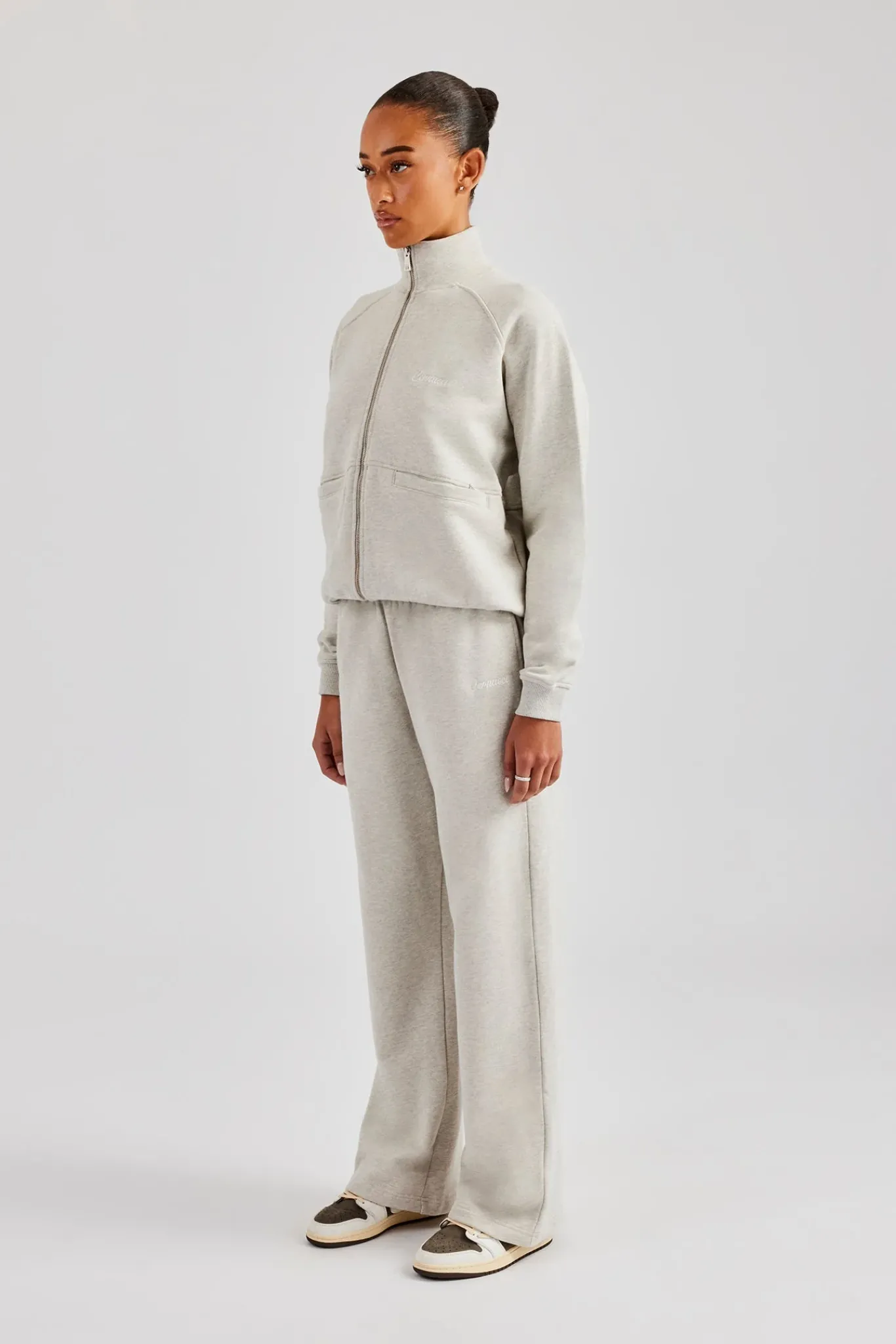 Women CLO-SET Funnel Neck Zip Through Tracksuit - Ash Grey