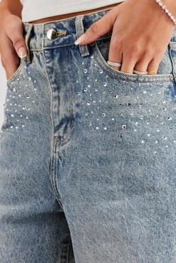 Women CLO-BOT-DEN Gemstone Baggy Jean - Antique Wash