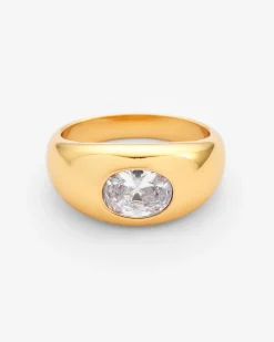 Women JWL-RNG Gemstone Dome Ring - Gold