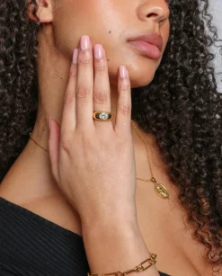 Women JWL-RNG Gemstone Dome Ring - Gold