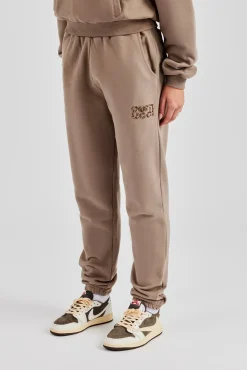 Women CLO-BOT-TRO Glitter Applique Cuffed Jogger - Taupe
